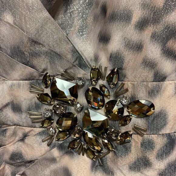Eliza J Animal Print Taffeta Crystal Embellished Dress sz 12 NWT - Picture 4 of 6